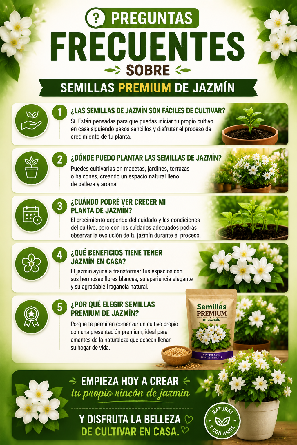 TU PROPIO JARDIN EN CASA - Semillas de Flores de Jazmín + ENVIO GRATIS 🚚