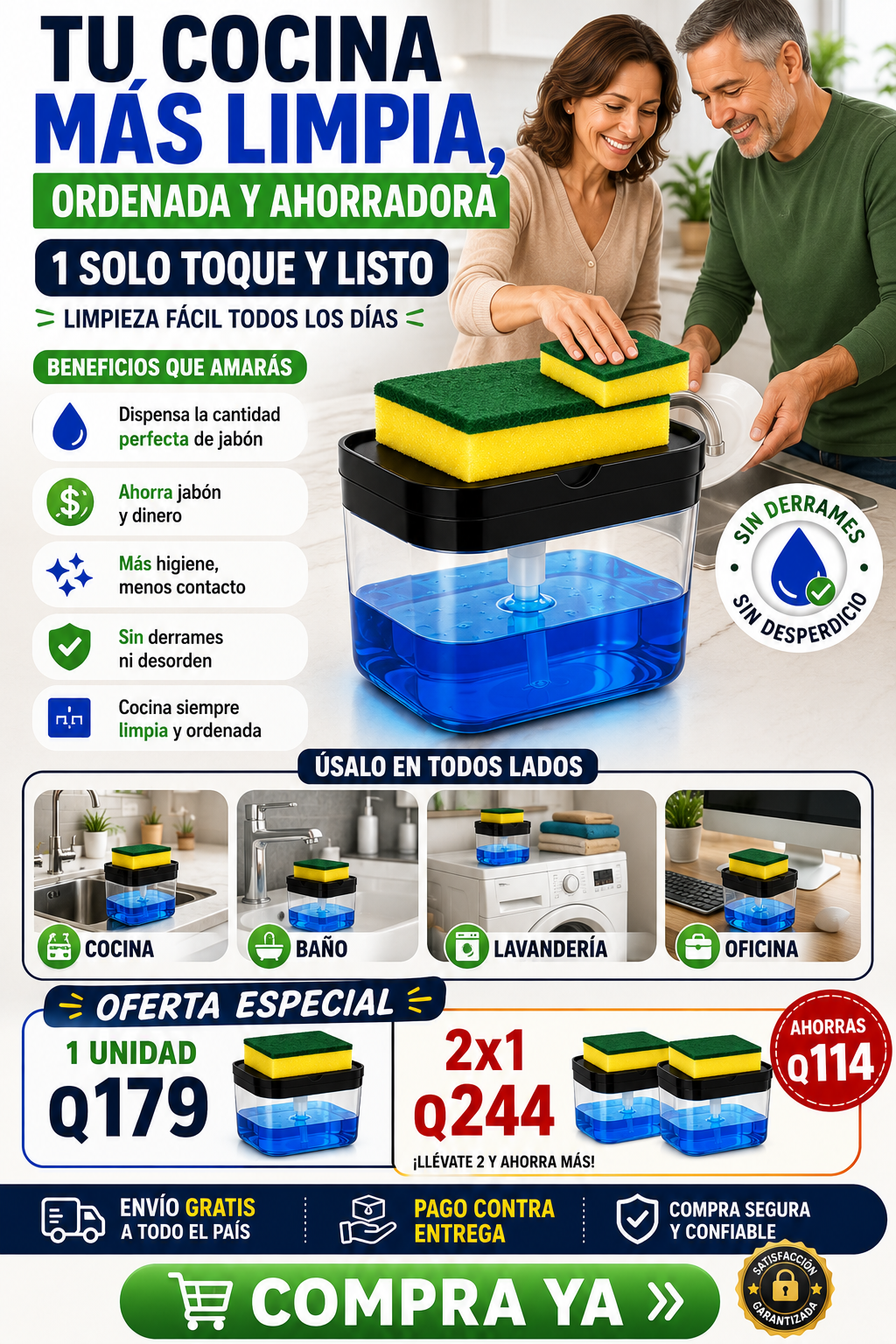 ¡¡¡ GRAN OFERTA UNICA 2x1 !!! 💦Dispensador de Jabón + ENVIO GRATIS 🚚