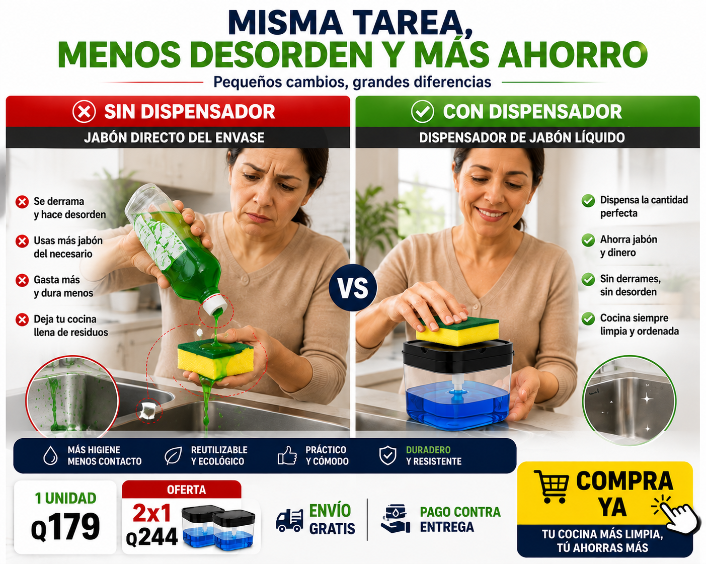 ¡¡¡ GRAN OFERTA UNICA 2x1 !!! 💦Dispensador de Jabón + ENVIO GRATIS 🚚