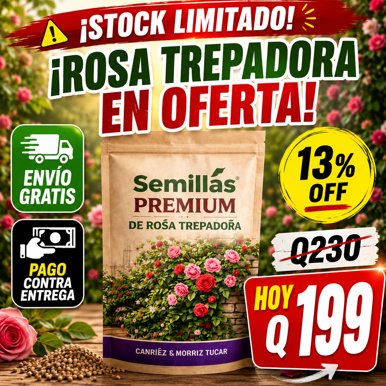 OFERTA LIMITADA - Semillas de Rosas Trepadoras + ENVIO GRATIS 🚚