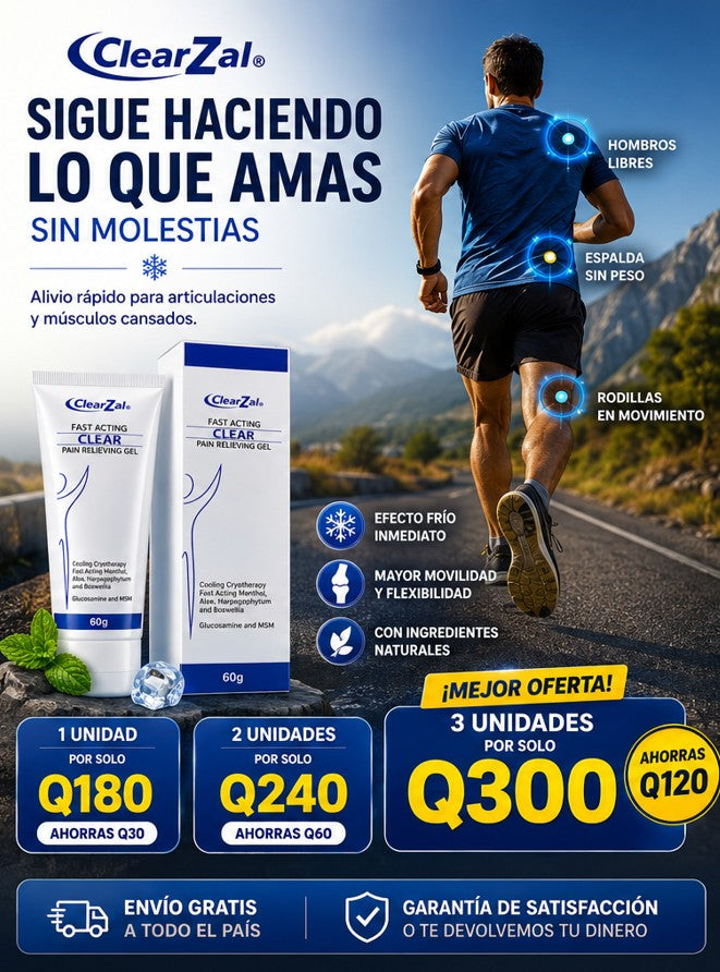 Alivio al Instante - Gel Analgésico ClearZel® + ENVÍO GRATIS 🎁