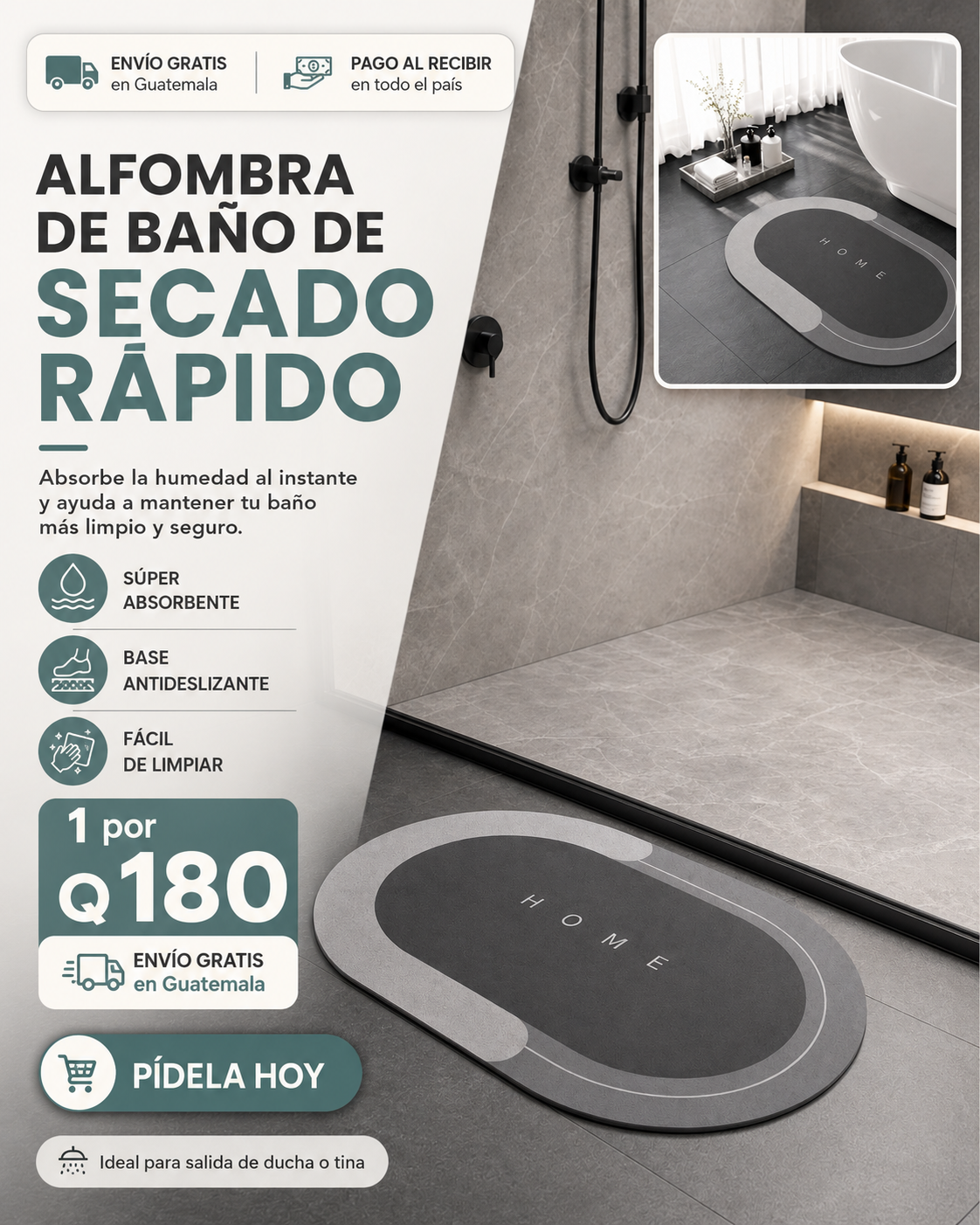 SEGURIDAD PARA TUS PIES - Alfombra para baño - ENVIO GRATIS 🎁