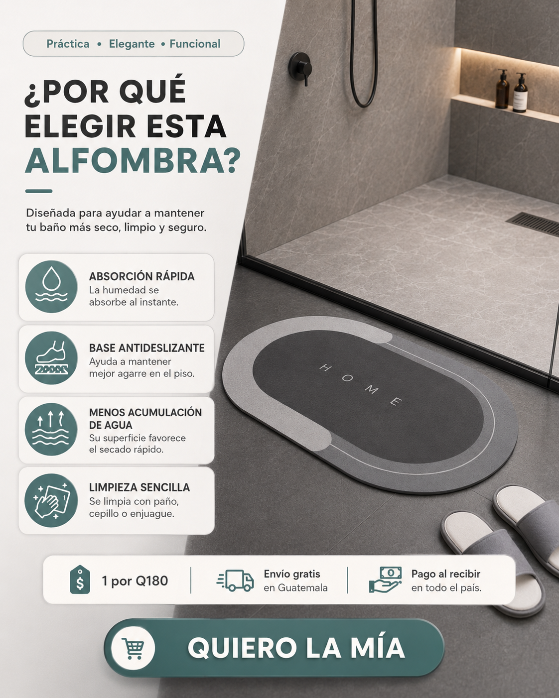 SEGURIDAD PARA TUS PIES - Alfombra para baño - ENVIO GRATIS 🎁