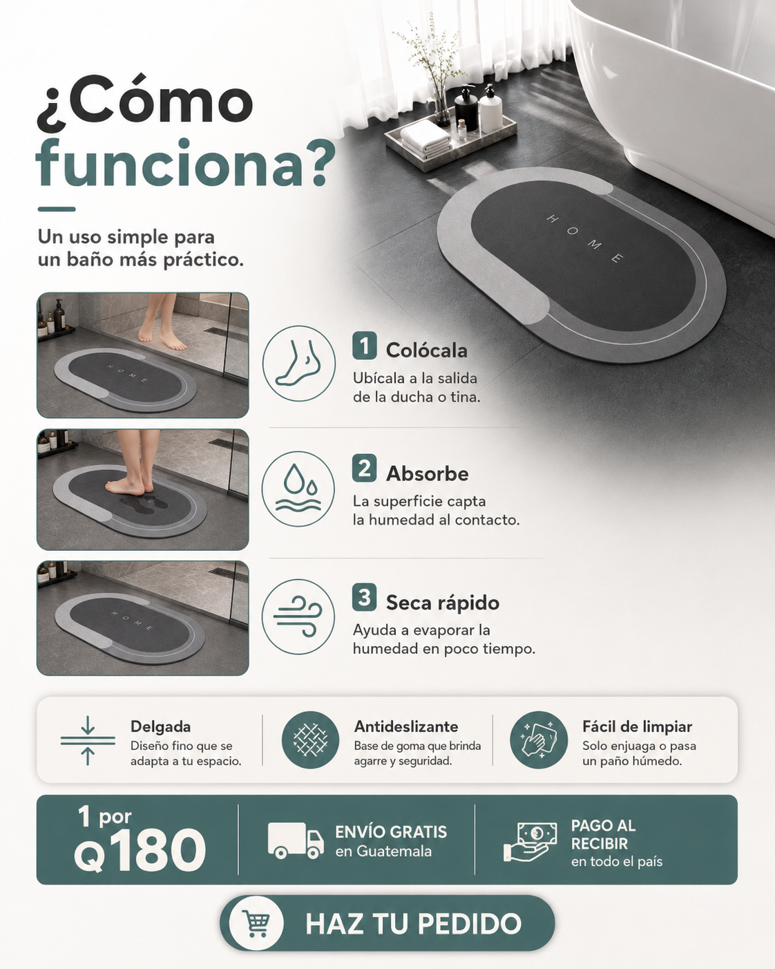 SEGURIDAD PARA TUS PIES - Alfombra para baño - ENVIO GRATIS 🎁