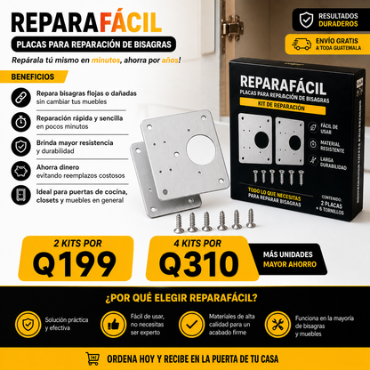 ULTIMAS UNIDADES - ReparaFácil® - Reparación de Bisagras - PAGA 2 Y LLEVA 4 - ENVÍO GRATIS🎁