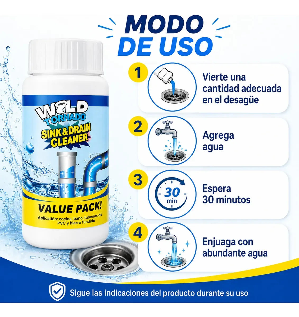 DESTAPA TUS TUBERIAS EN MINUTOS - Destapa Desagües WILD TORNADO + ENVIO GRATIS🎁