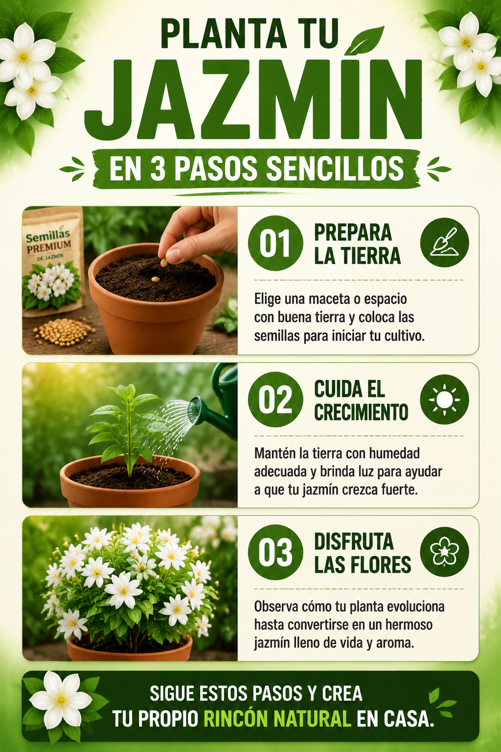 TU PROPIO JARDIN EN CASA - Semillas de Flores de Jazmín + ENVIO GRATIS 🚚