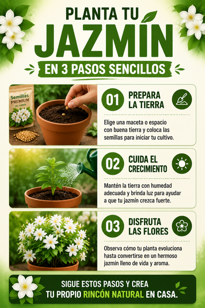 TU PROPIO JARDIN EN CASA - Semillas de Flores de Jazmín + ENVIO GRATIS 🚚