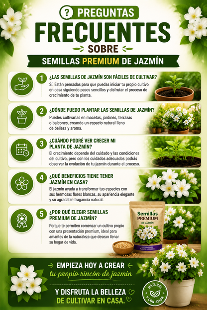 TU PROPIO JARDIN EN CASA - Semillas de Flores de Jazmín + ENVIO GRATIS 🚚