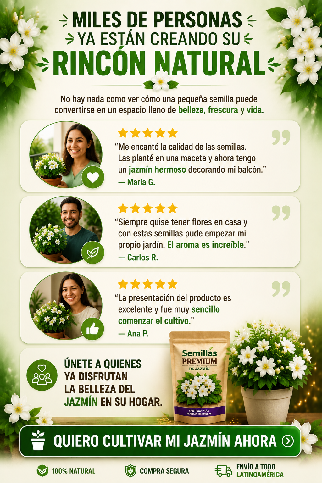 TU PROPIO JARDIN EN CASA - Semillas de Flores de Jazmín + ENVIO GRATIS 🚚