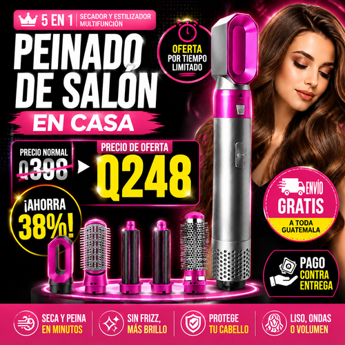 PEINADOS EN MINUTOS - Cepillo Secador 5 en 1 + ENVIO GRATIS 🎁