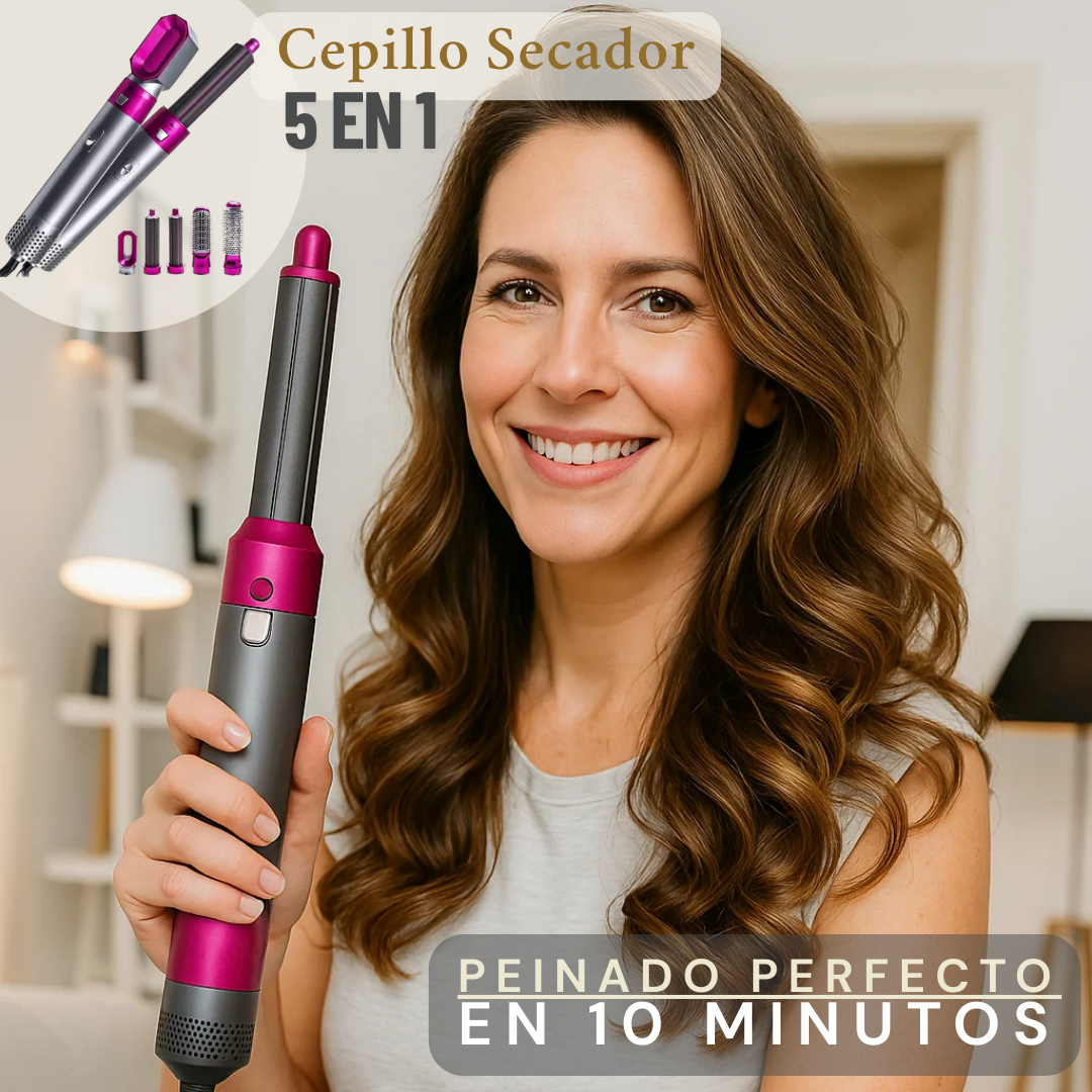 PEINADOS EN MINUTOS - Cepillo Secador 5 en 1 + ENVIO GRATIS 🎁
