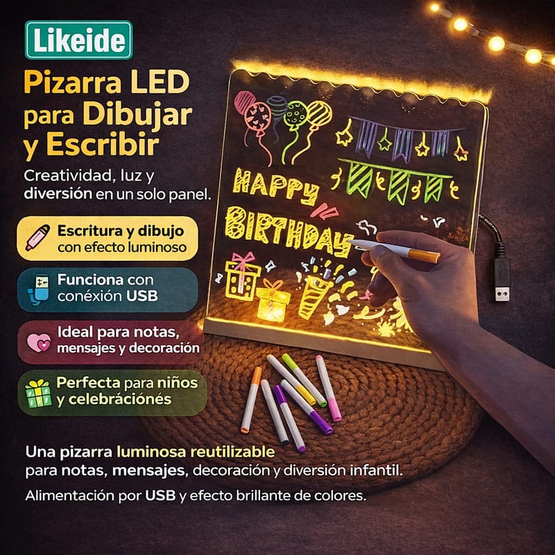 OFERTA ESPECIAL - Pizarra LED para dibujar y escribir + ENVÍO GRATIS 🚚